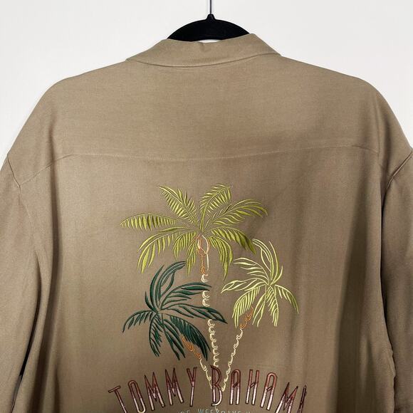 Tommy Bahama Large Brown Silk Relax Weekends Weekdays Whatever Button Up Shirt - Picture 6 of 11